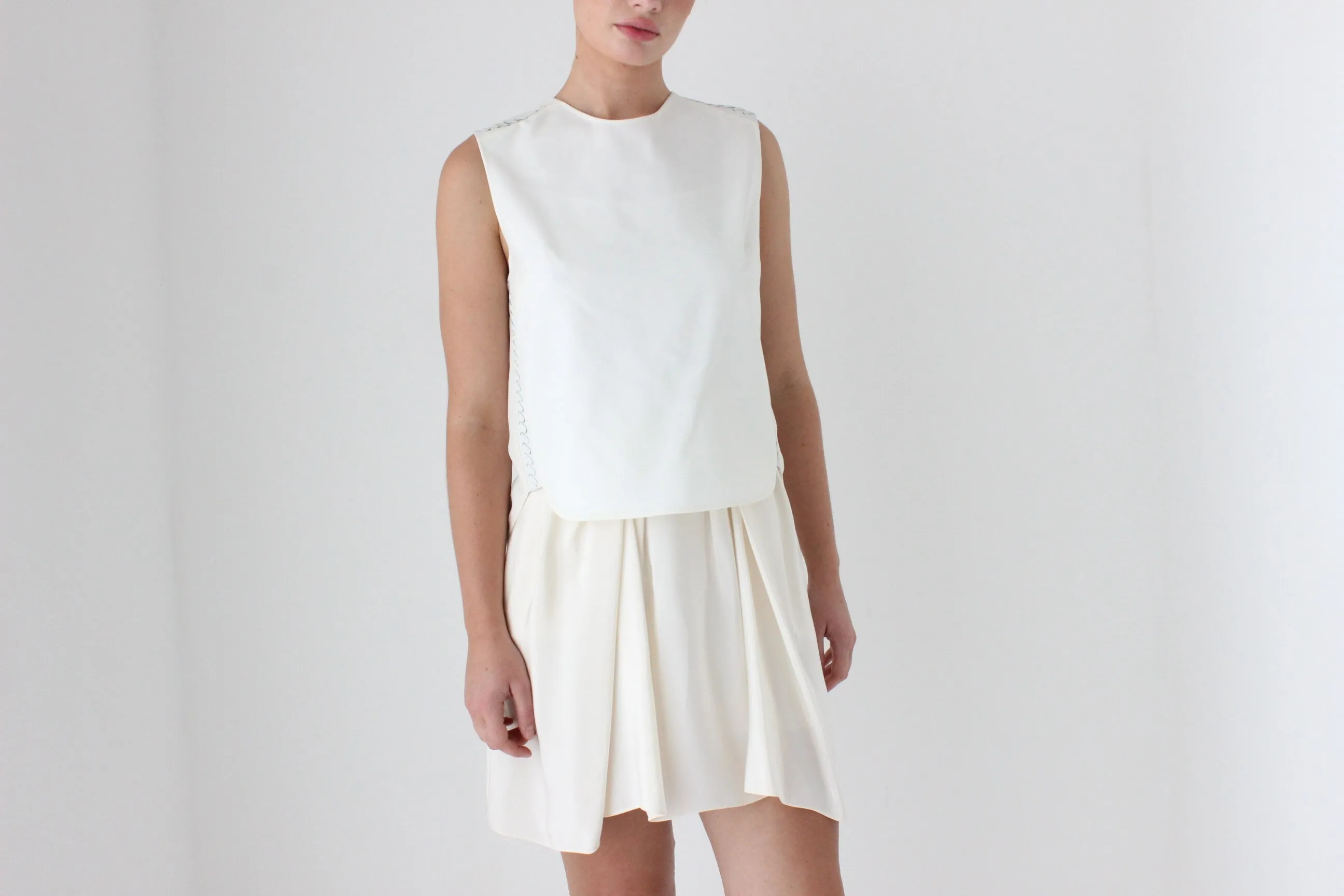 2000s 3.1 Phillip Lim Silk & Leather Layered Relaxed Mini