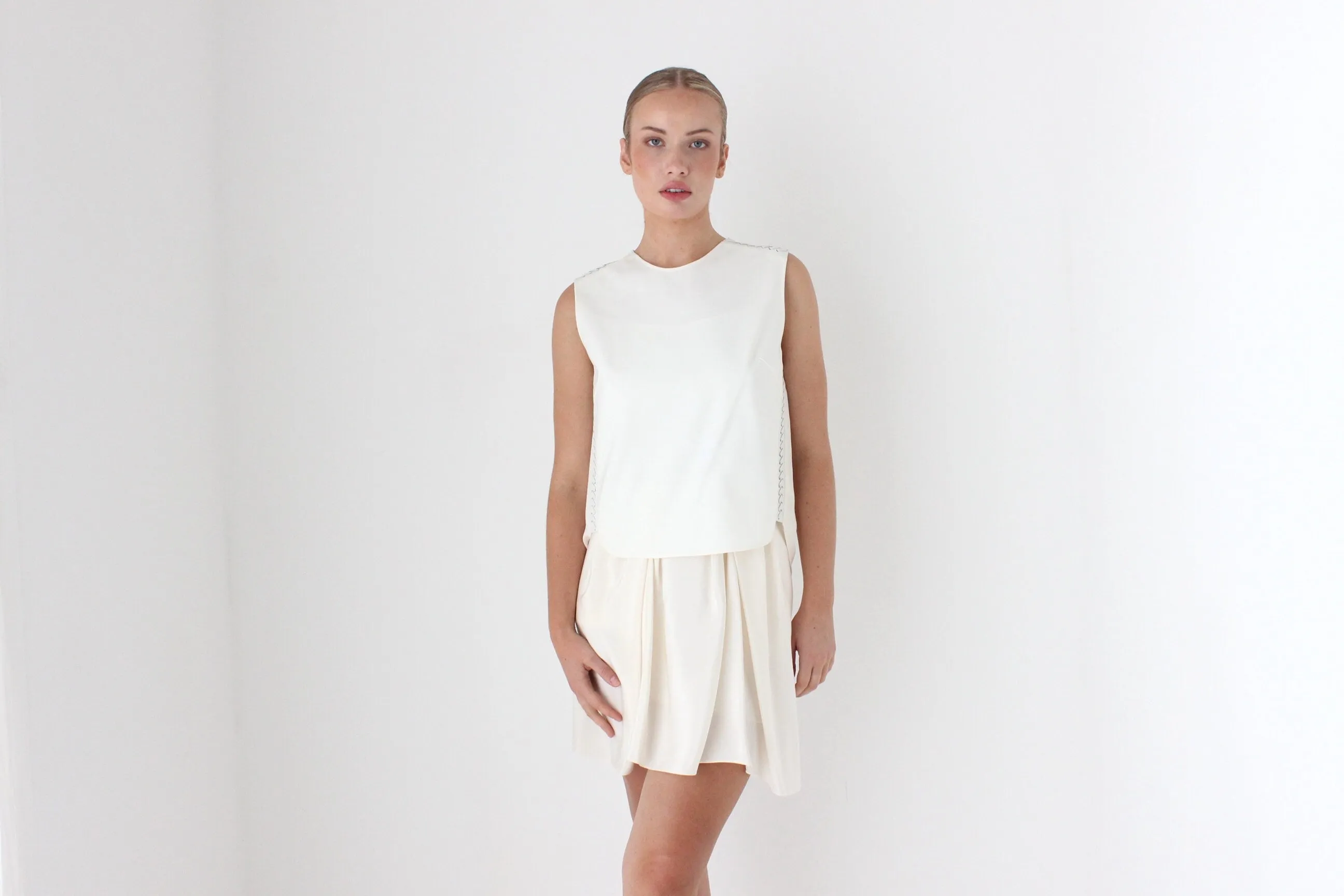 2000s 3.1 Phillip Lim Silk & Leather Layered Relaxed Mini