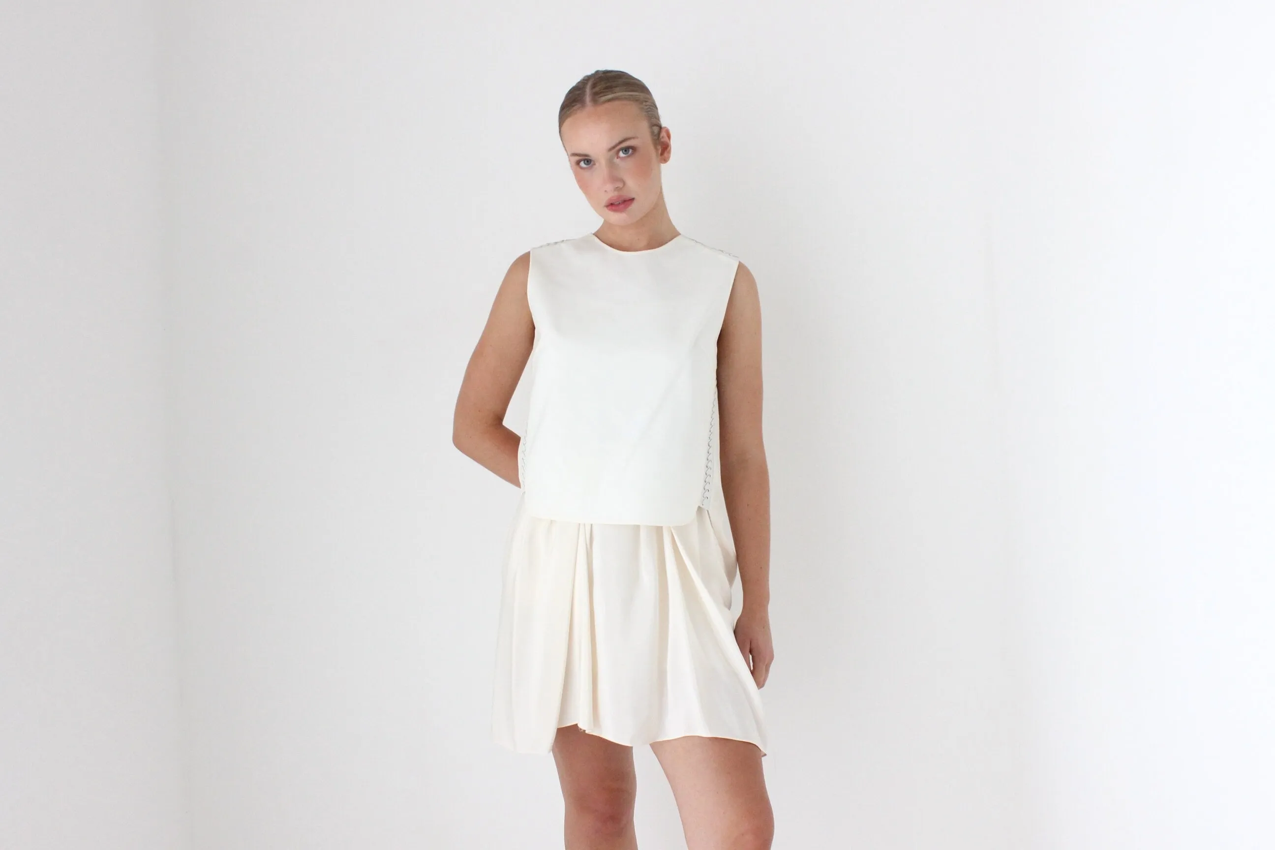 2000s 3.1 Phillip Lim Silk & Leather Layered Relaxed Mini