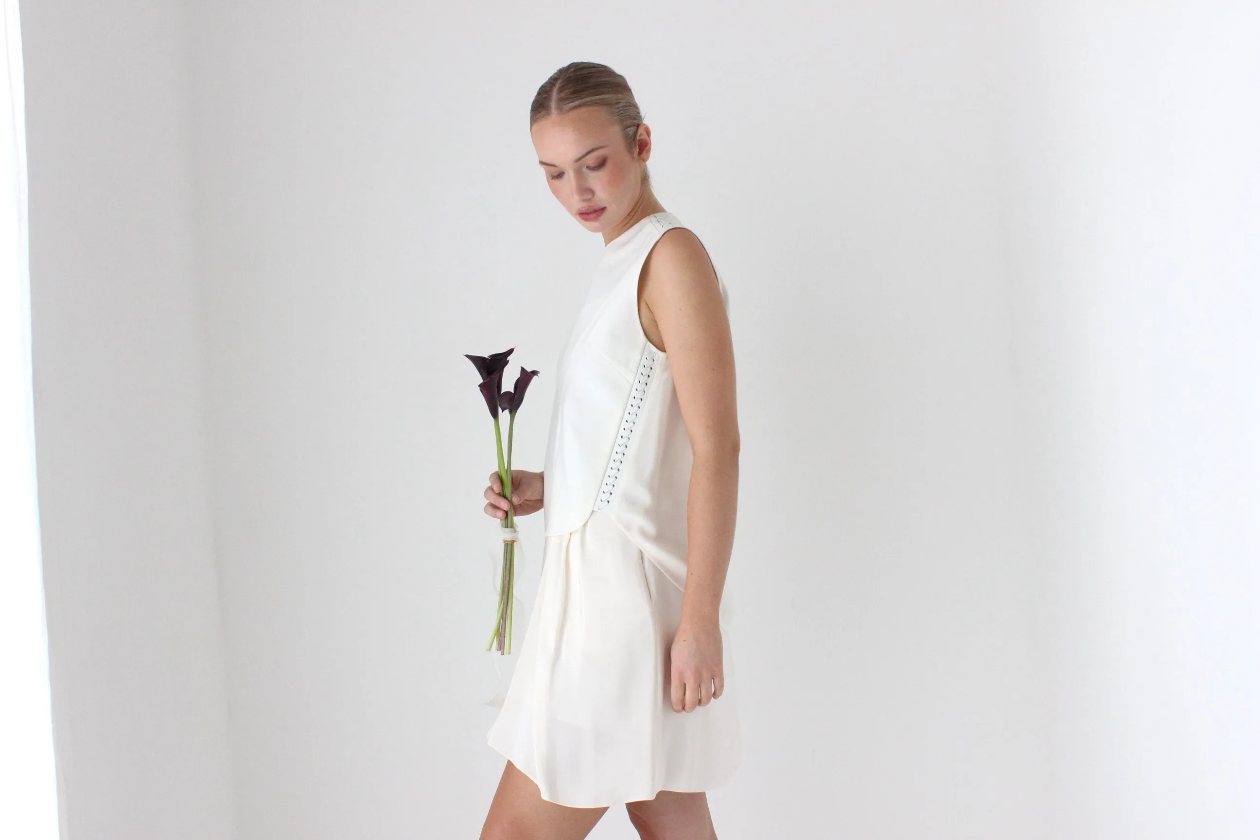 2000s 3.1 Phillip Lim Silk & Leather Layered Relaxed Mini