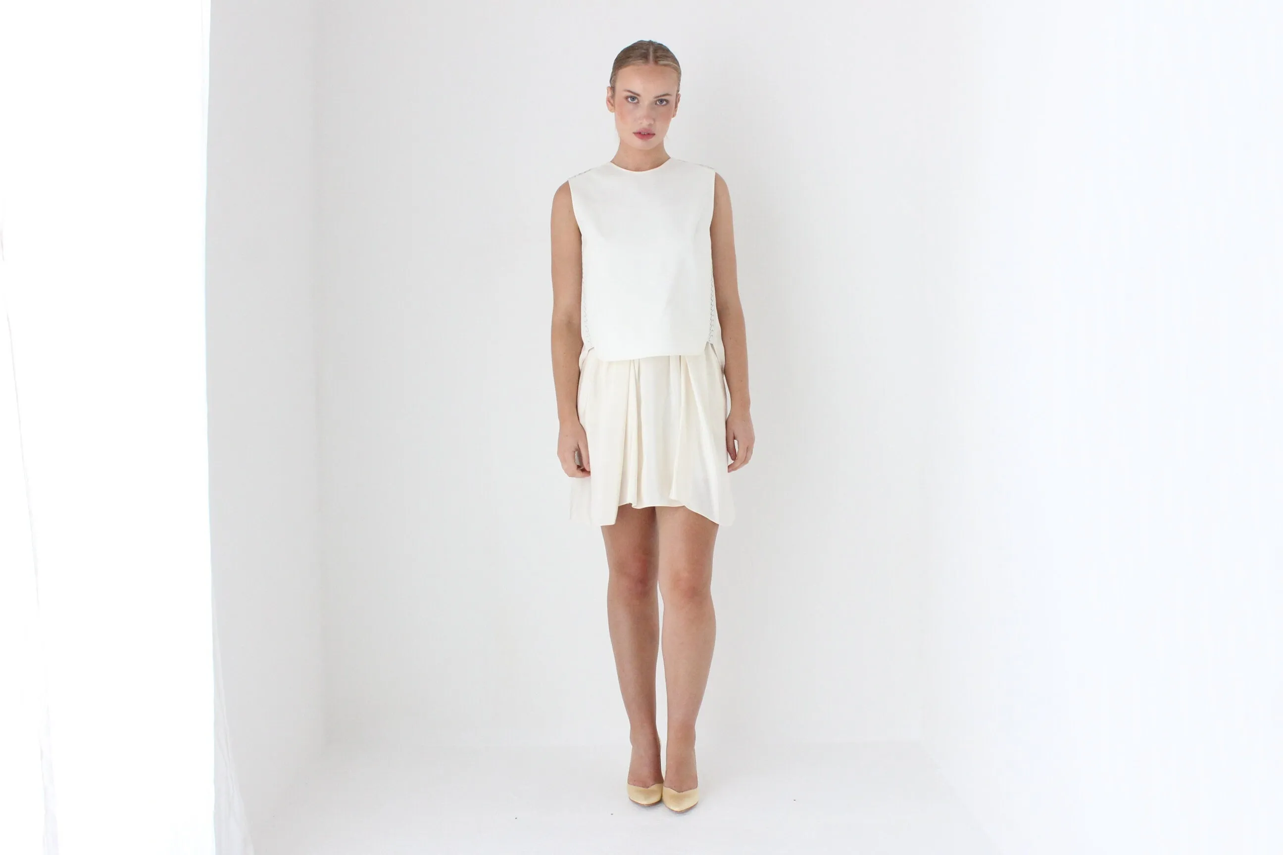 2000s 3.1 Phillip Lim Silk & Leather Layered Relaxed Mini