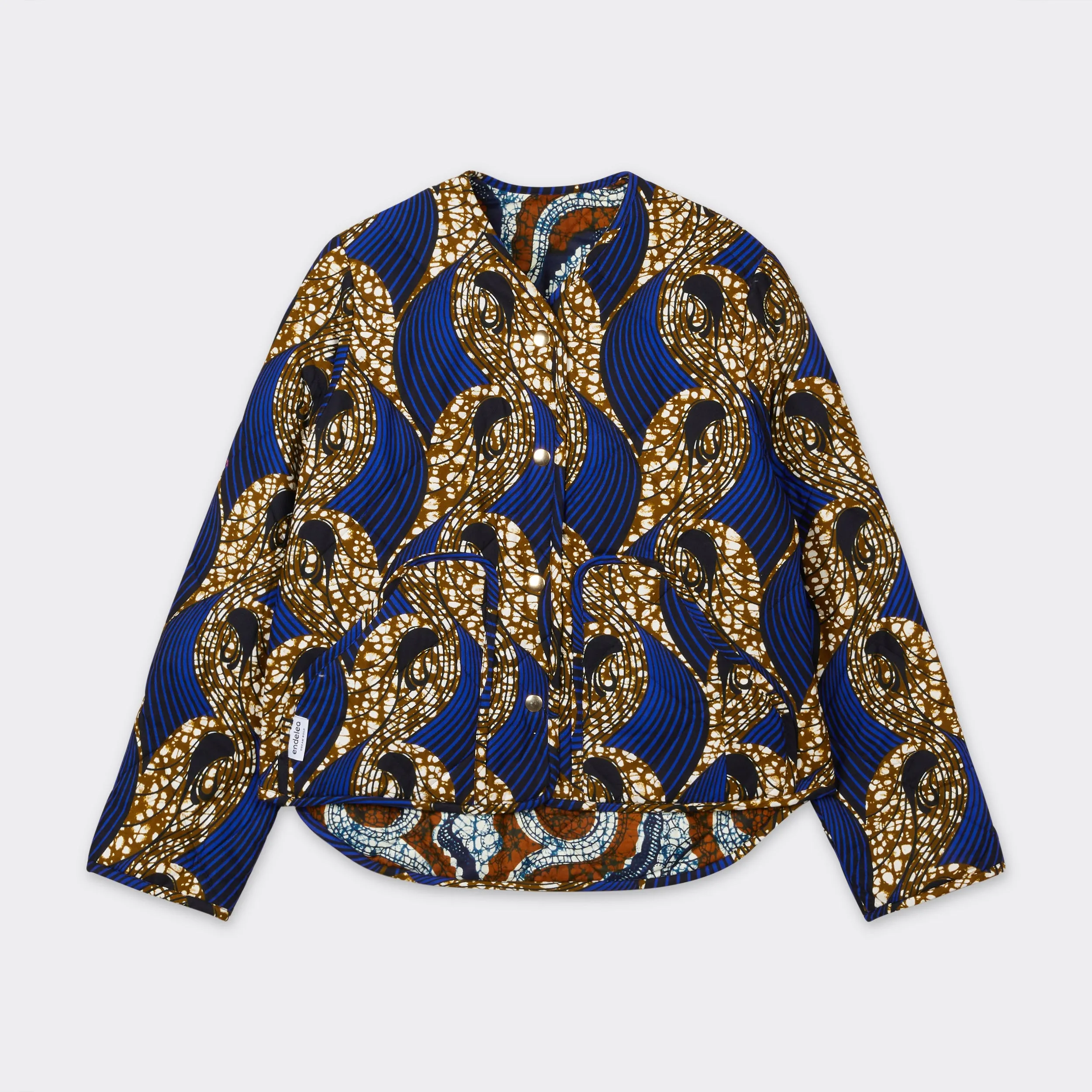 Reversible Quilted Jacket Blue Arabesque
