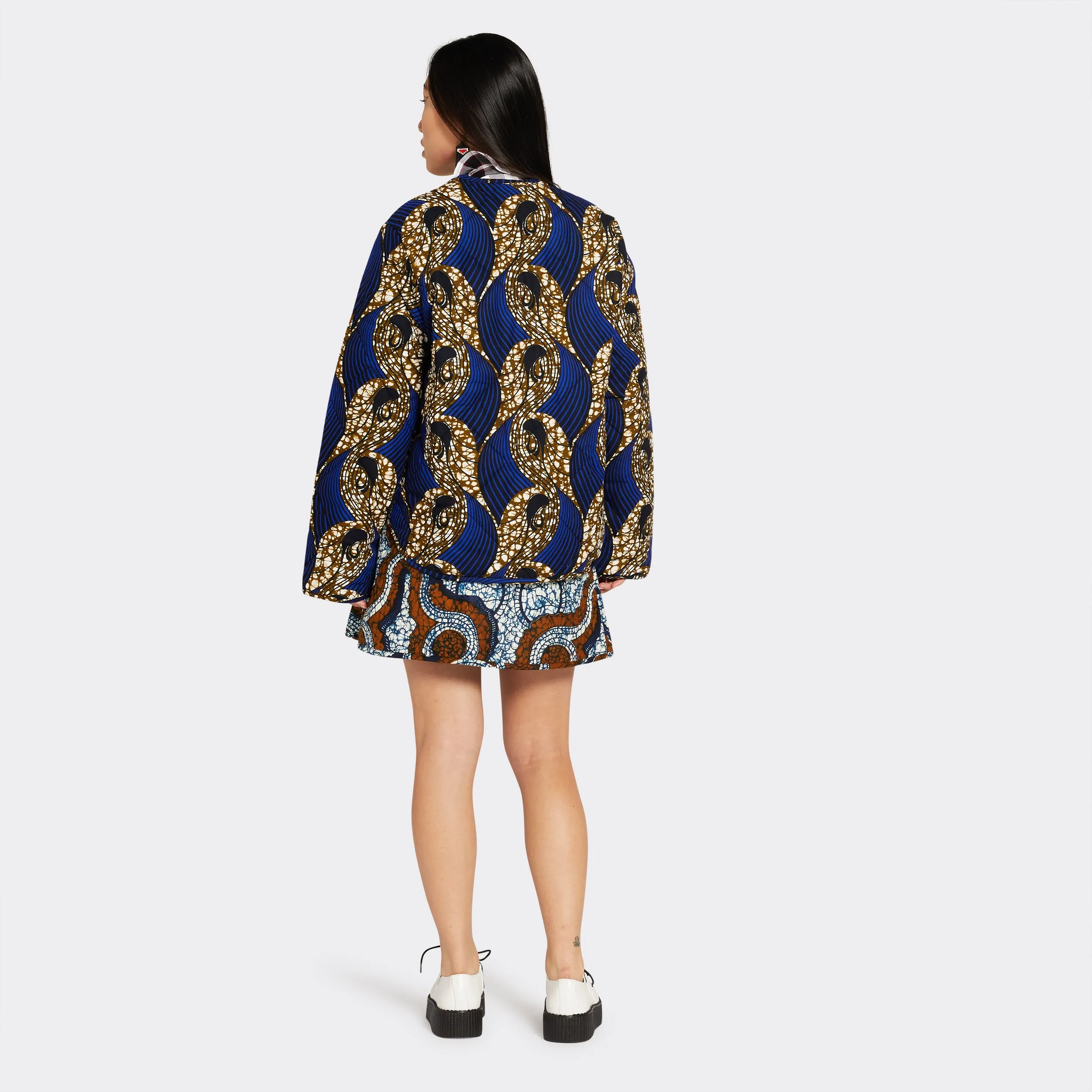 Reversible Quilted Jacket Blue Arabesque