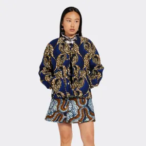 Reversible Quilted Jacket Blue Arabesque
