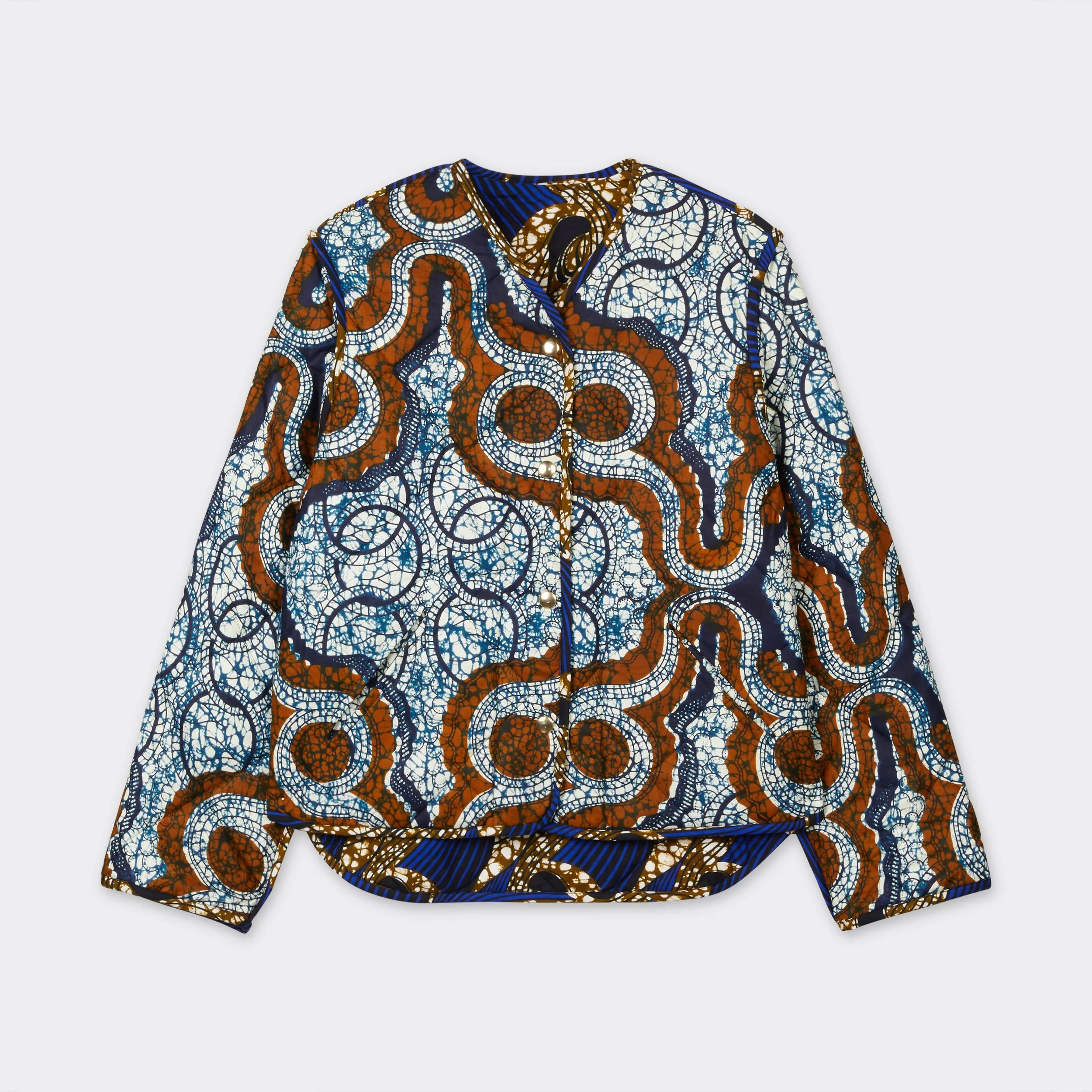 Reversible Quilted Jacket Blue Arabesque