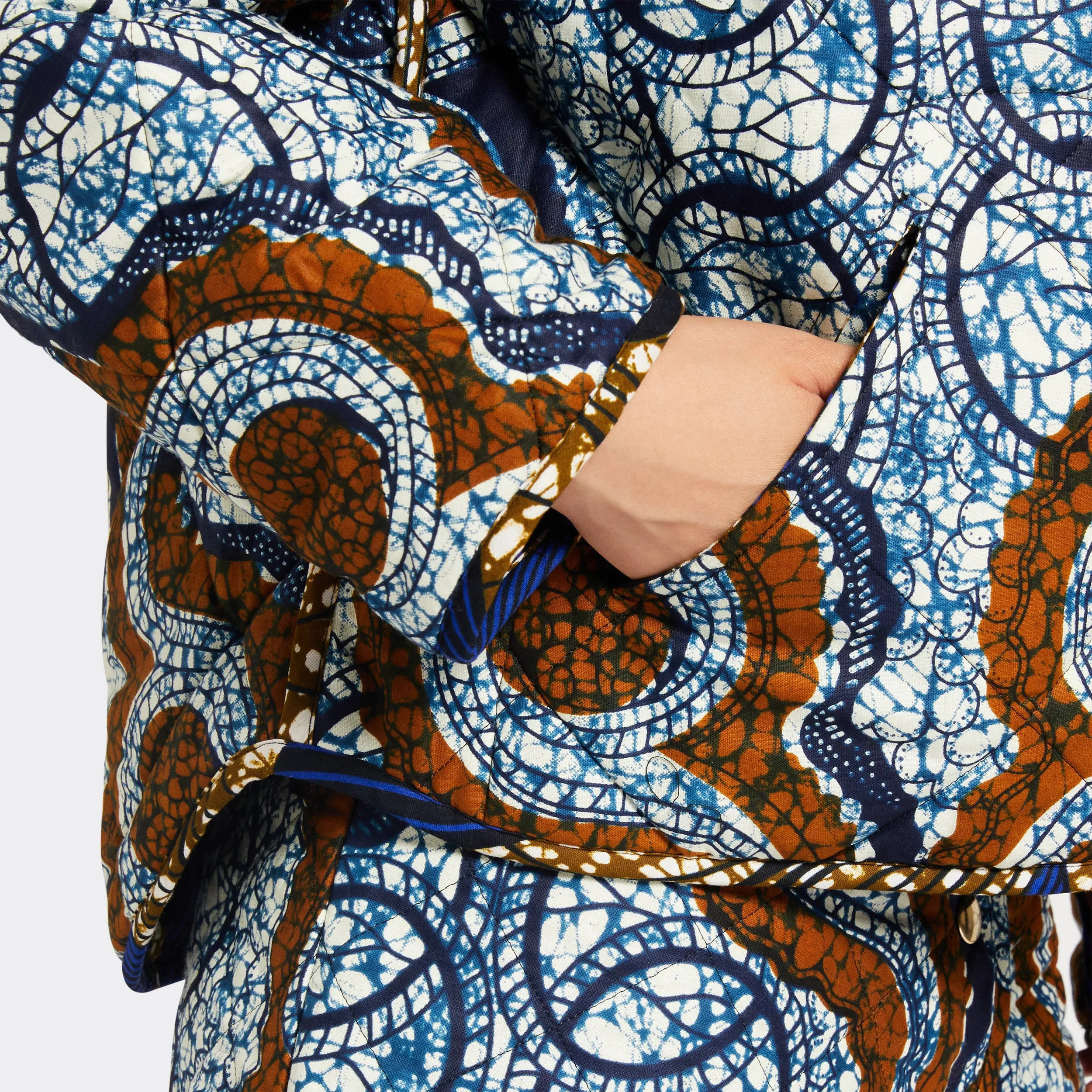 Reversible Quilted Jacket Blue Arabesque