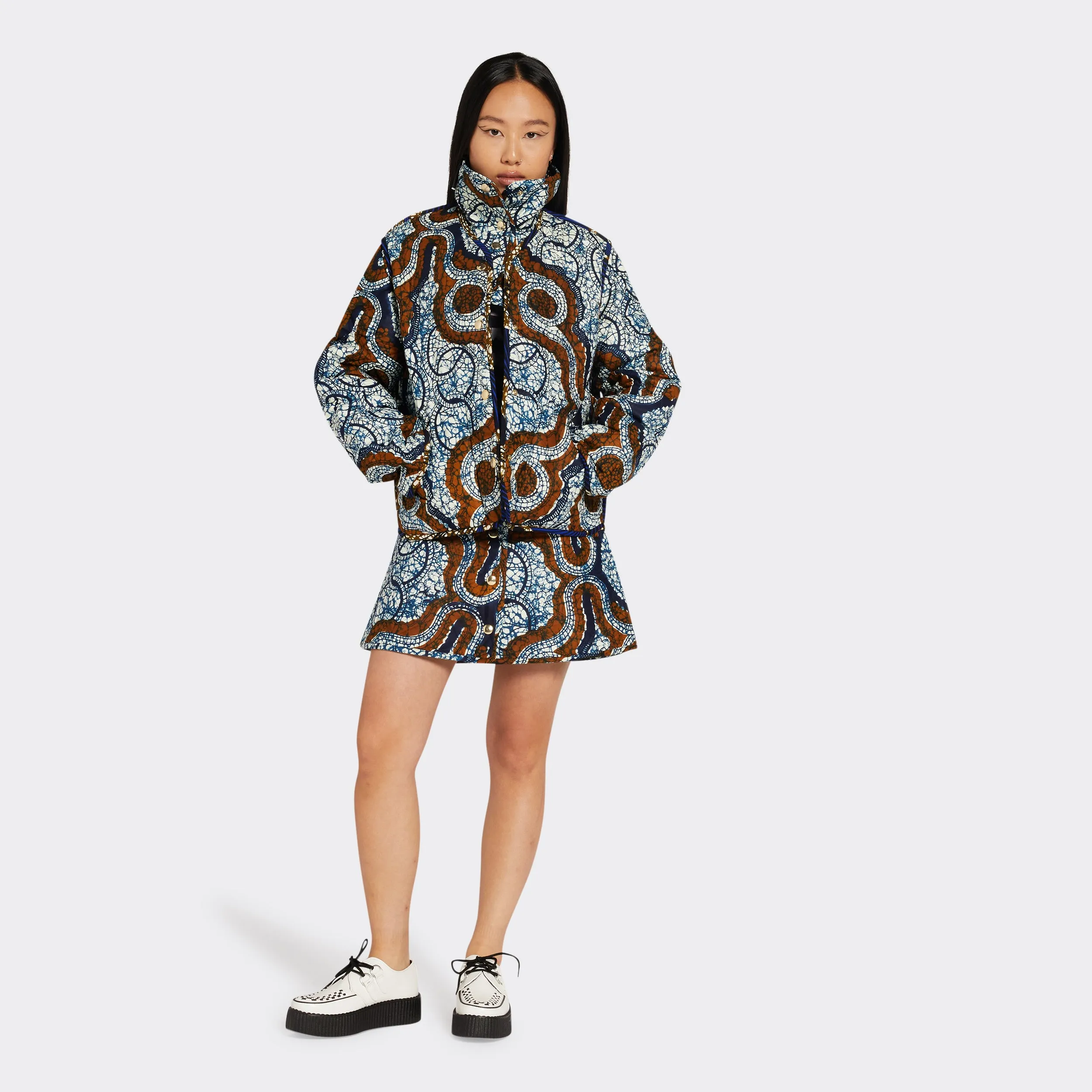 Reversible Quilted Jacket Blue Arabesque